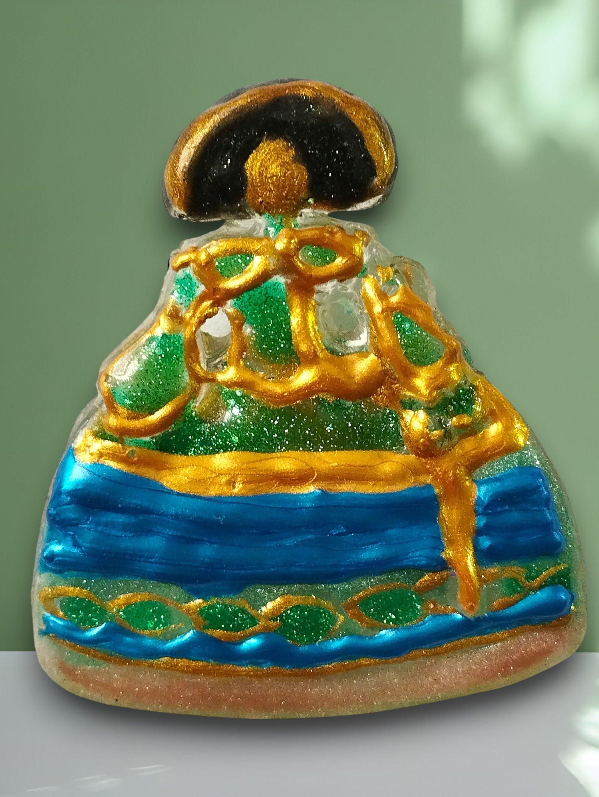 Broche Menina 'Océano de Oro' – Tonos Azul, Verde y Dorado - 2