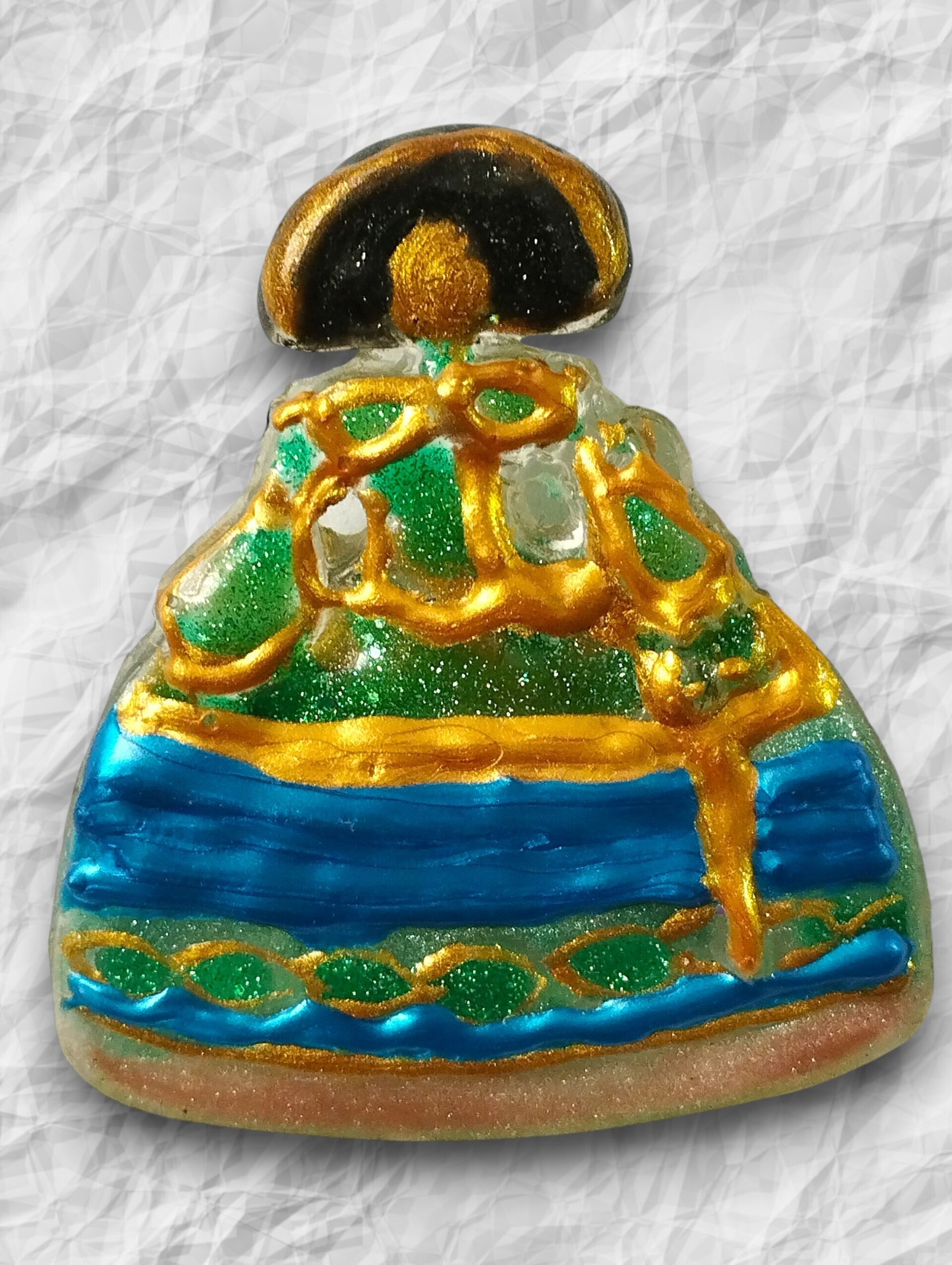 Broche Menina 'Océano de Oro' – Tonos Azul, Verde y Dorado - 3