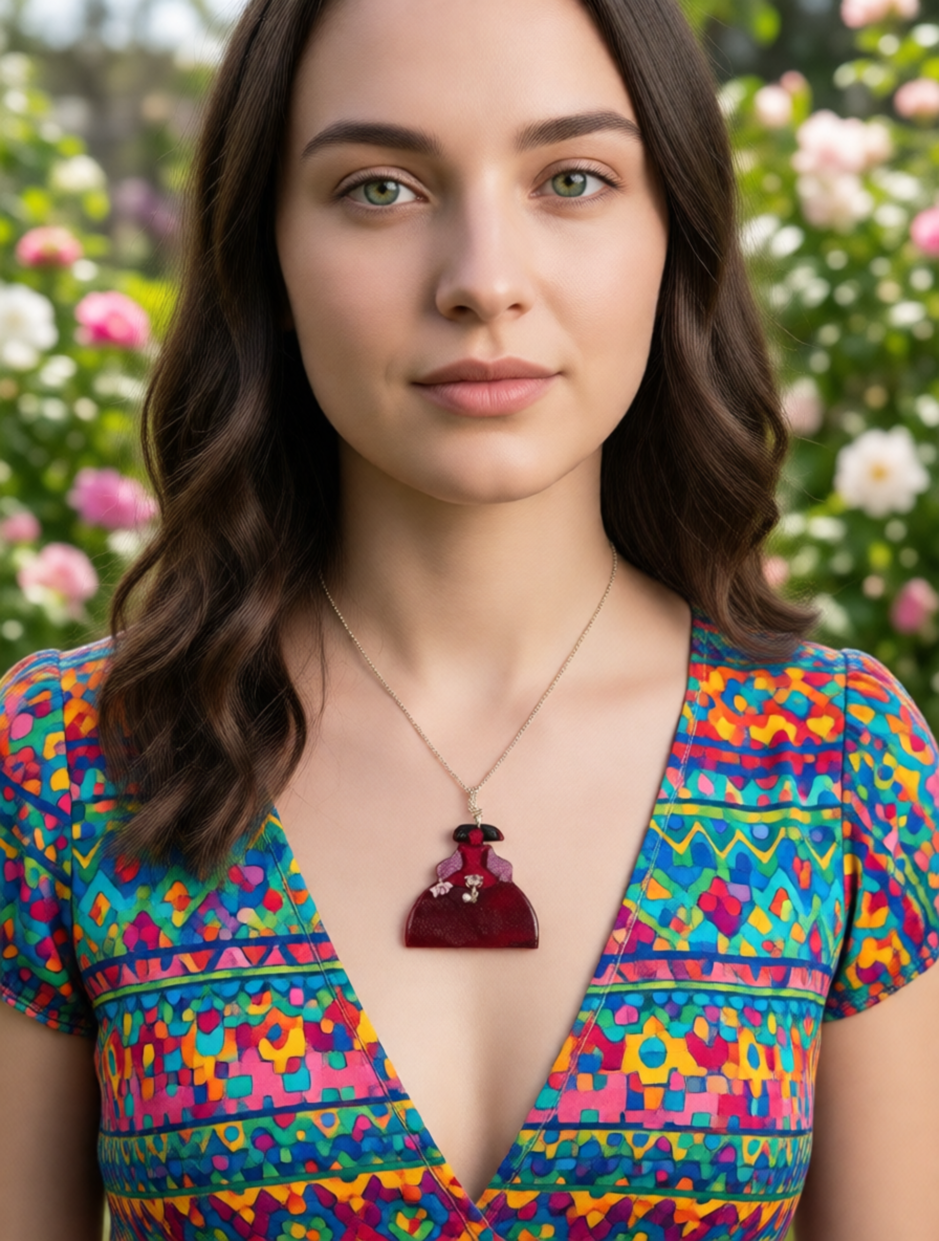 Colgante de Lujo Menina 'Rubí Real' – Perla y Cristal - 3