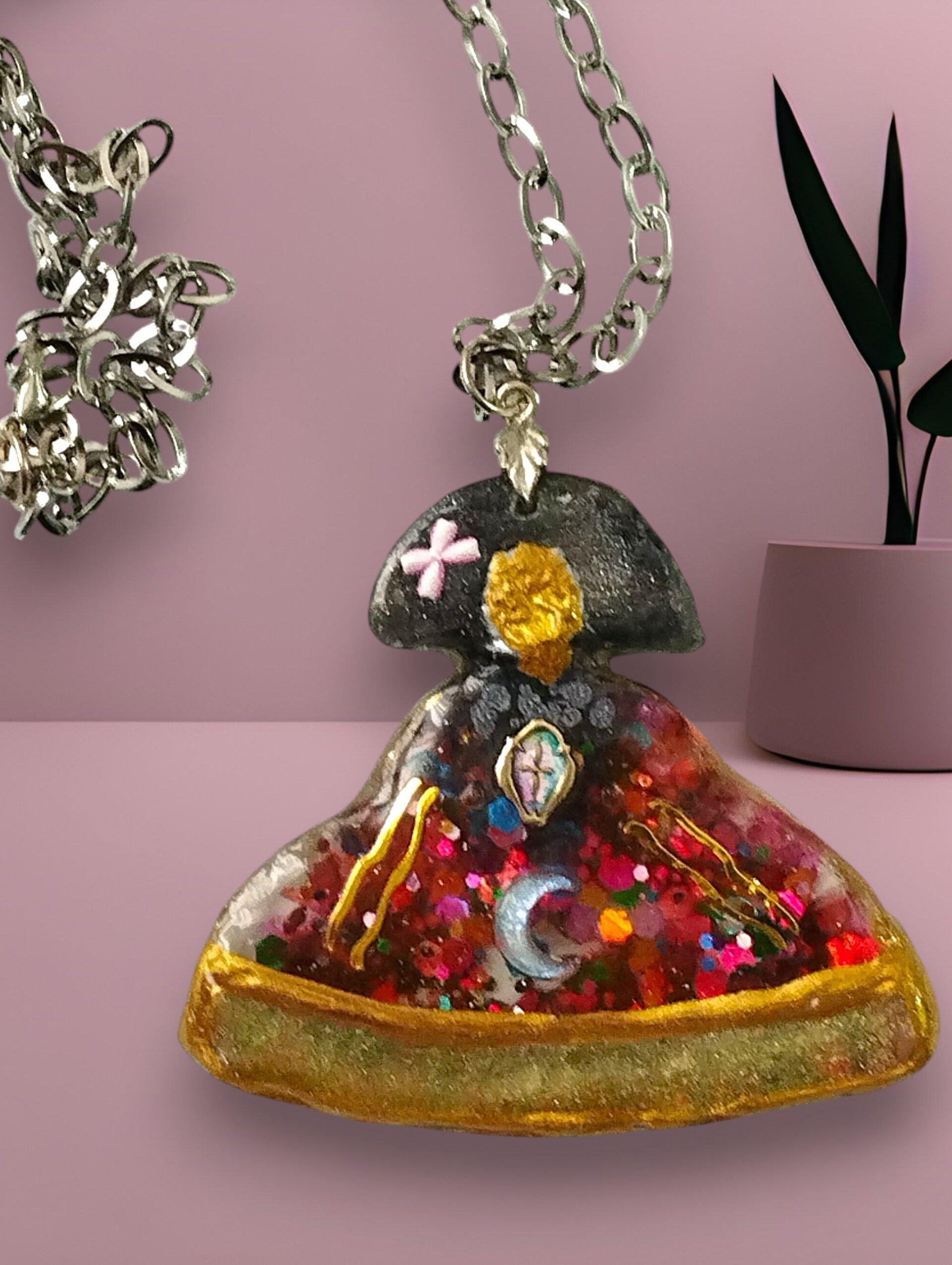 Colgante Menina 'Noche Estrellada' – Diseño Cósmico y Místico - 4