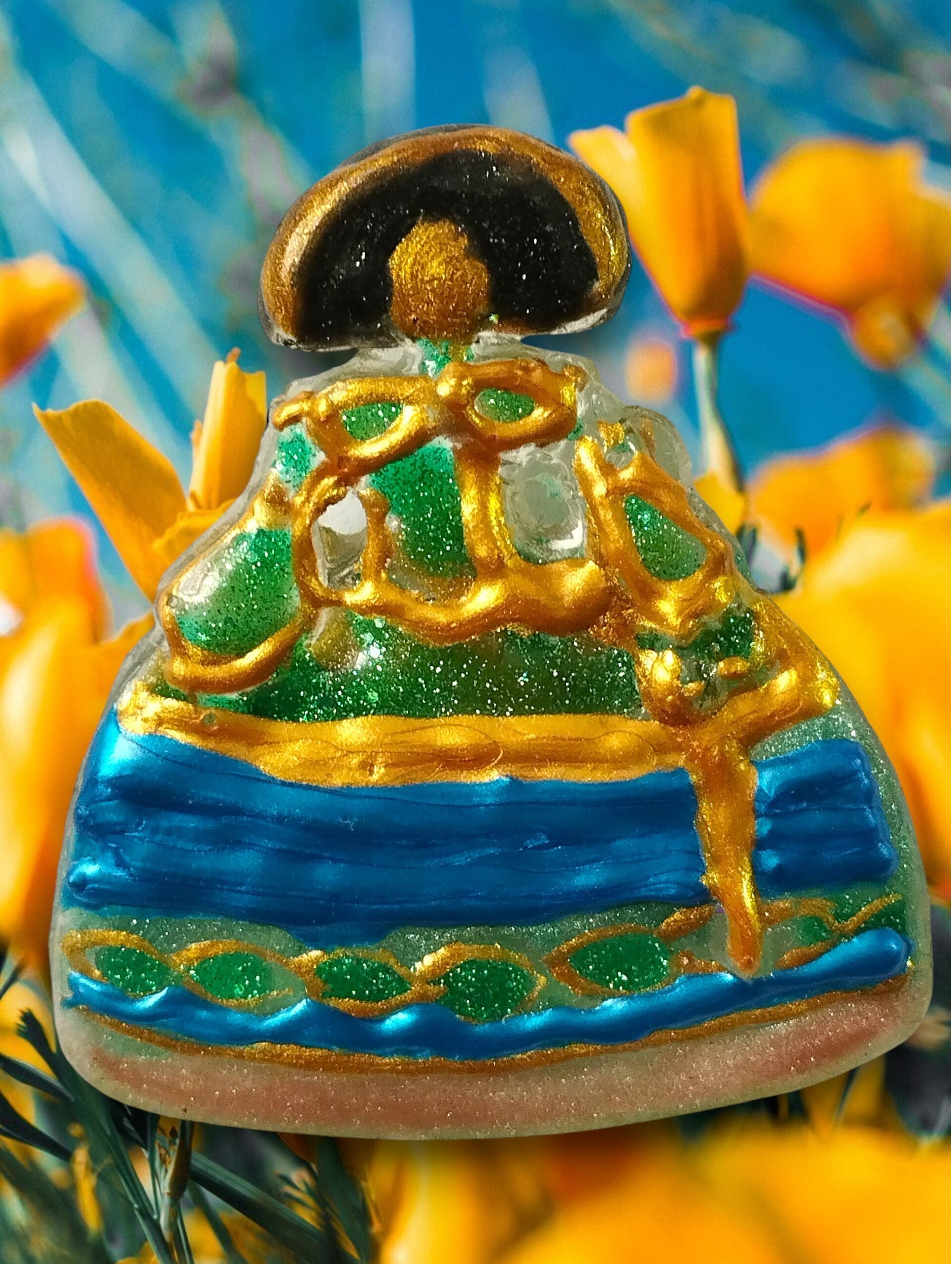 Broche Menina 'Océano de Oro' – Tonos Azul, Verde y Dorado - 4