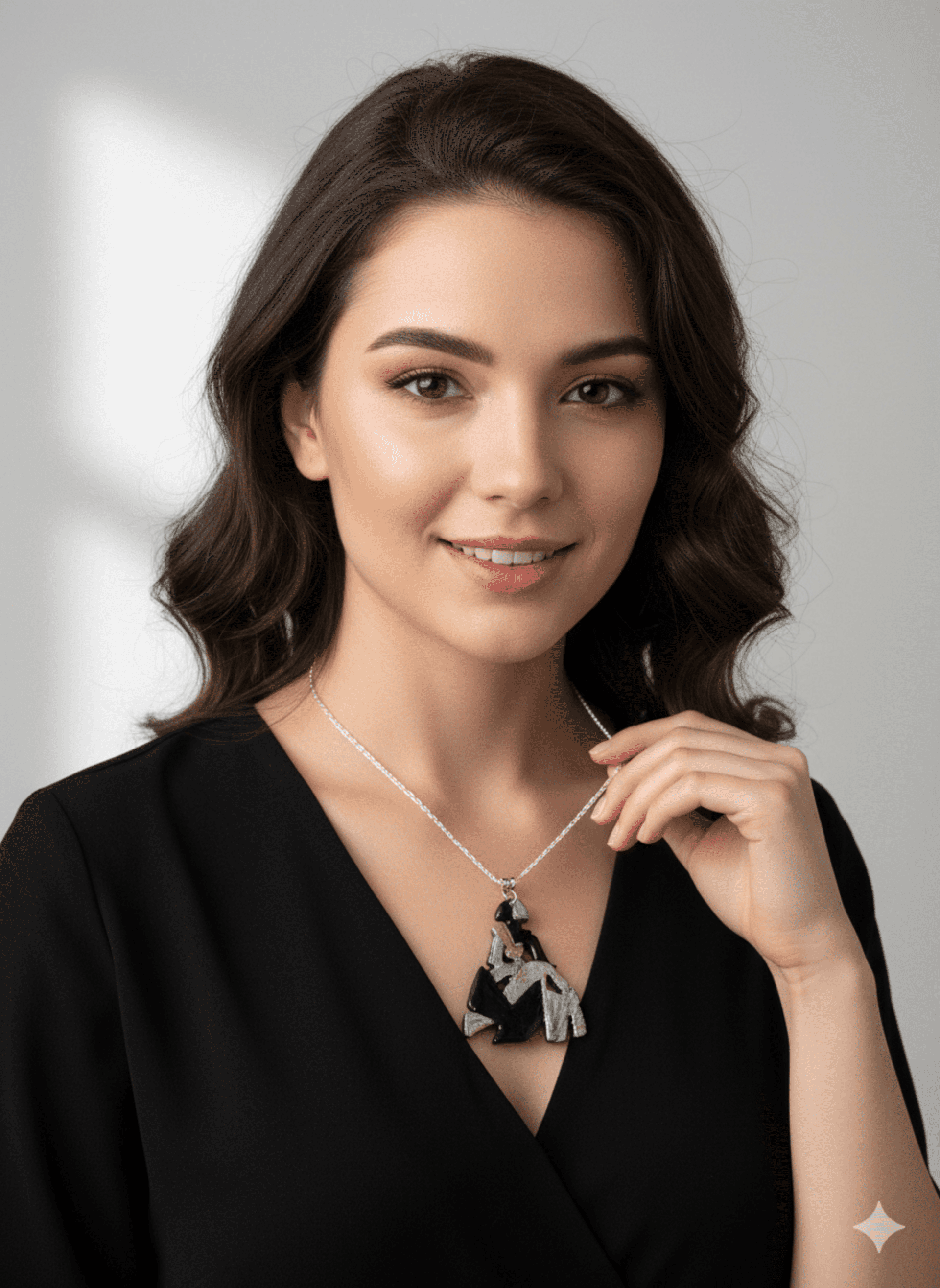 Colgante Menina 'Contrastes' – Silueta Abstracta Blanco y Negro - 2