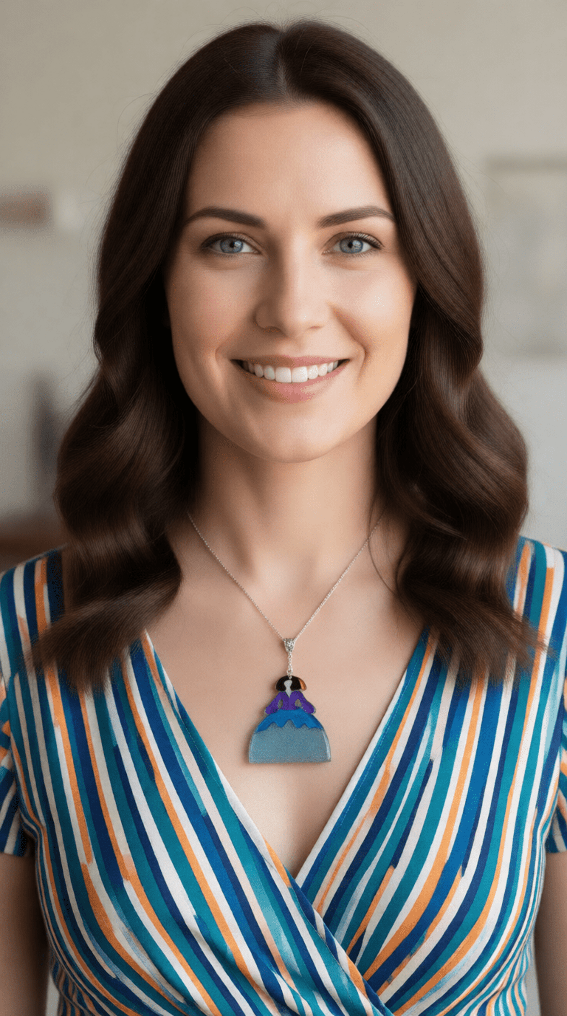 Colgante Menina Azul y Morado con Brillo: Elegancia Moderna y Luminosa - 3