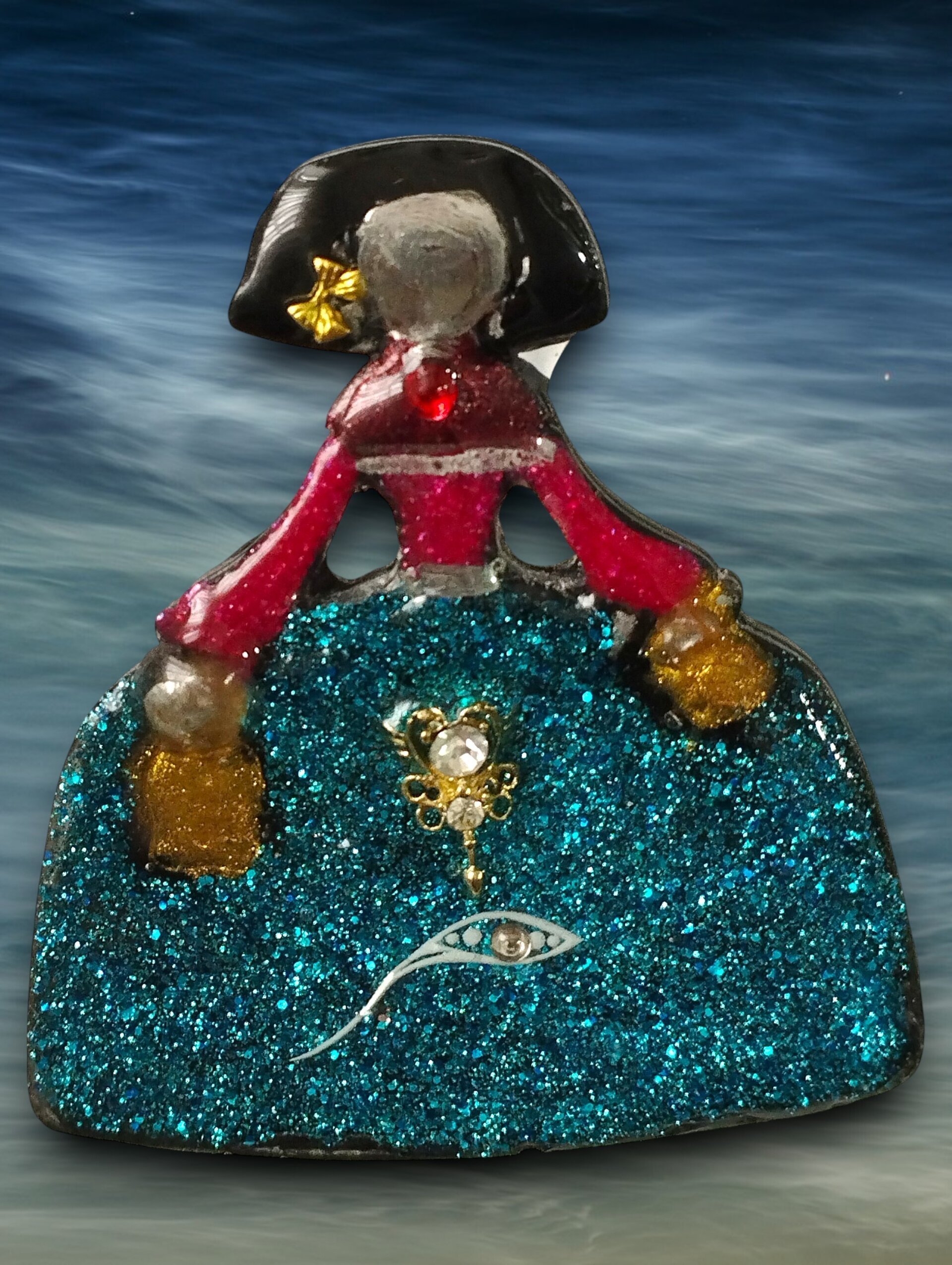 Broche Menina 'Estrella Turquesa' – Brillo Intenso y Rojo Rubí - 2