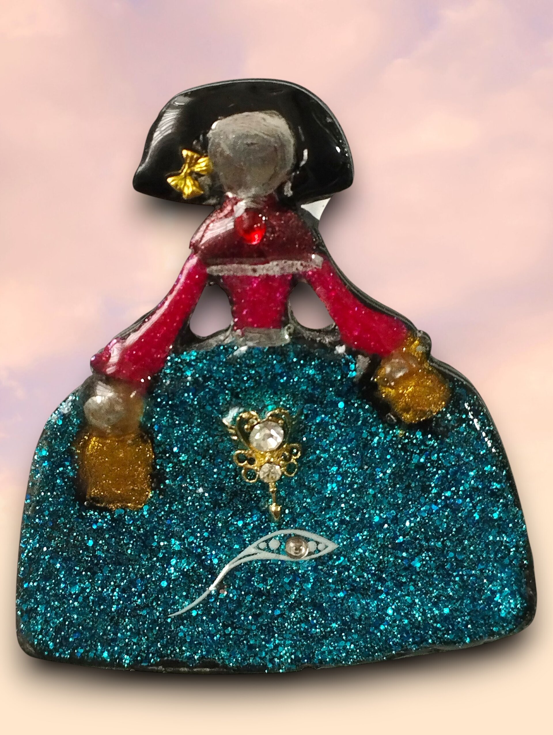 Broche Menina 'Estrella Turquesa' – Brillo Intenso y Rojo Rubí - 1